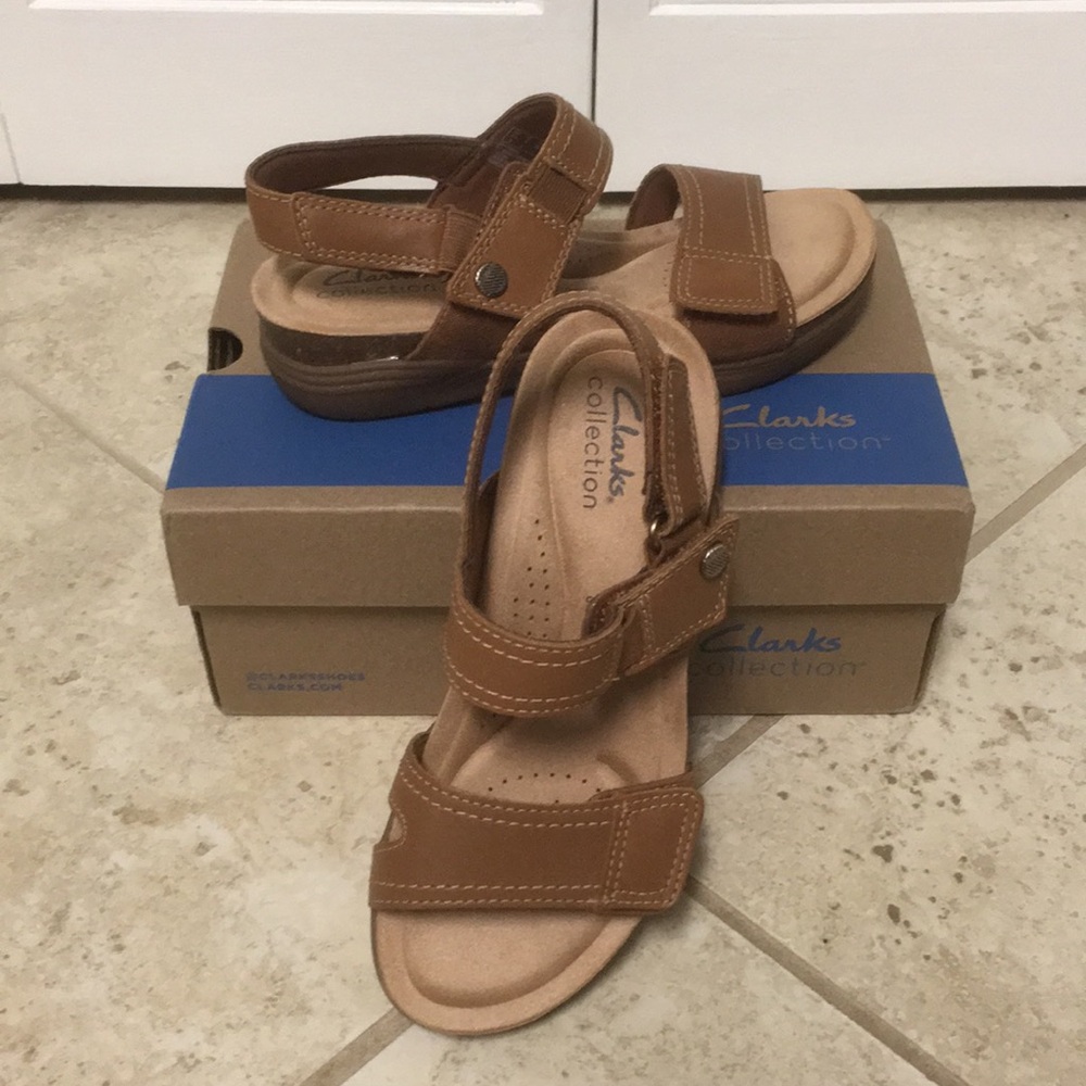 Tan/Light Brown, Clarks, Sandals (Women's 5)